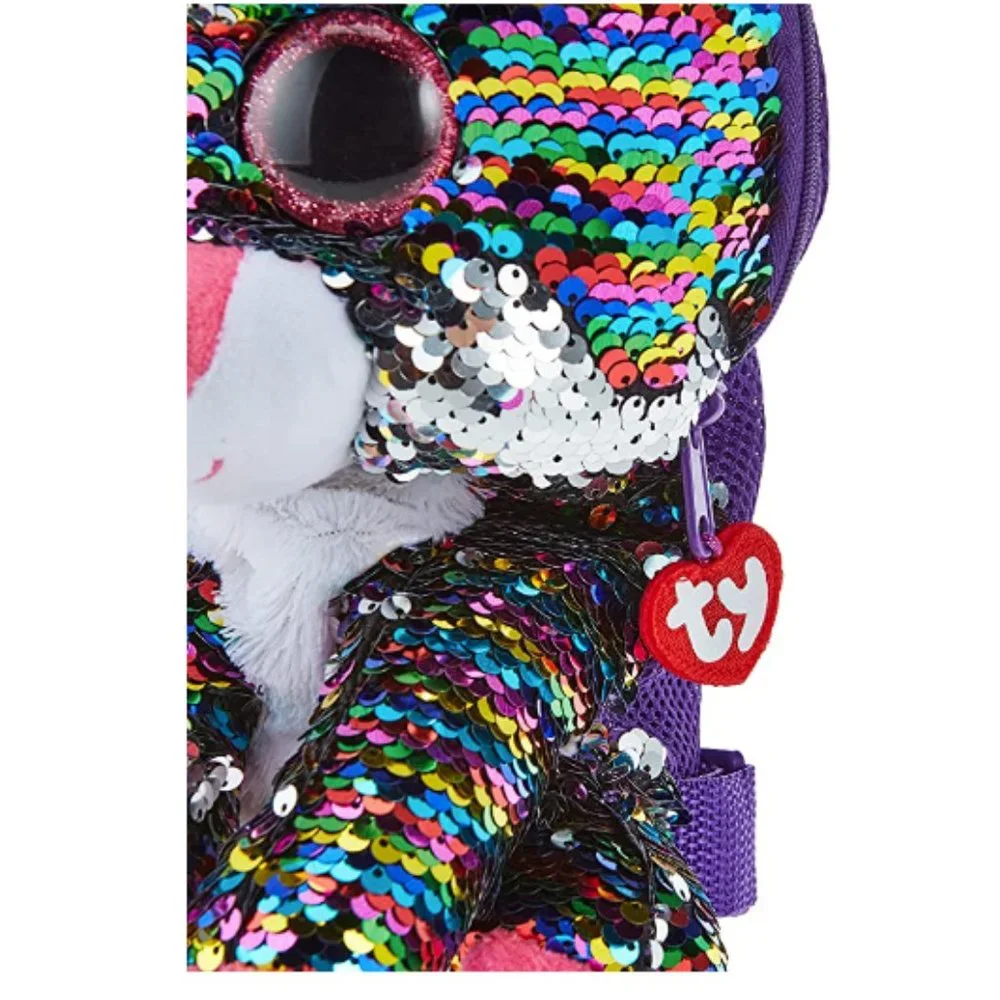 TY Dotty the Leopard Plush Sequin Covered Backpack